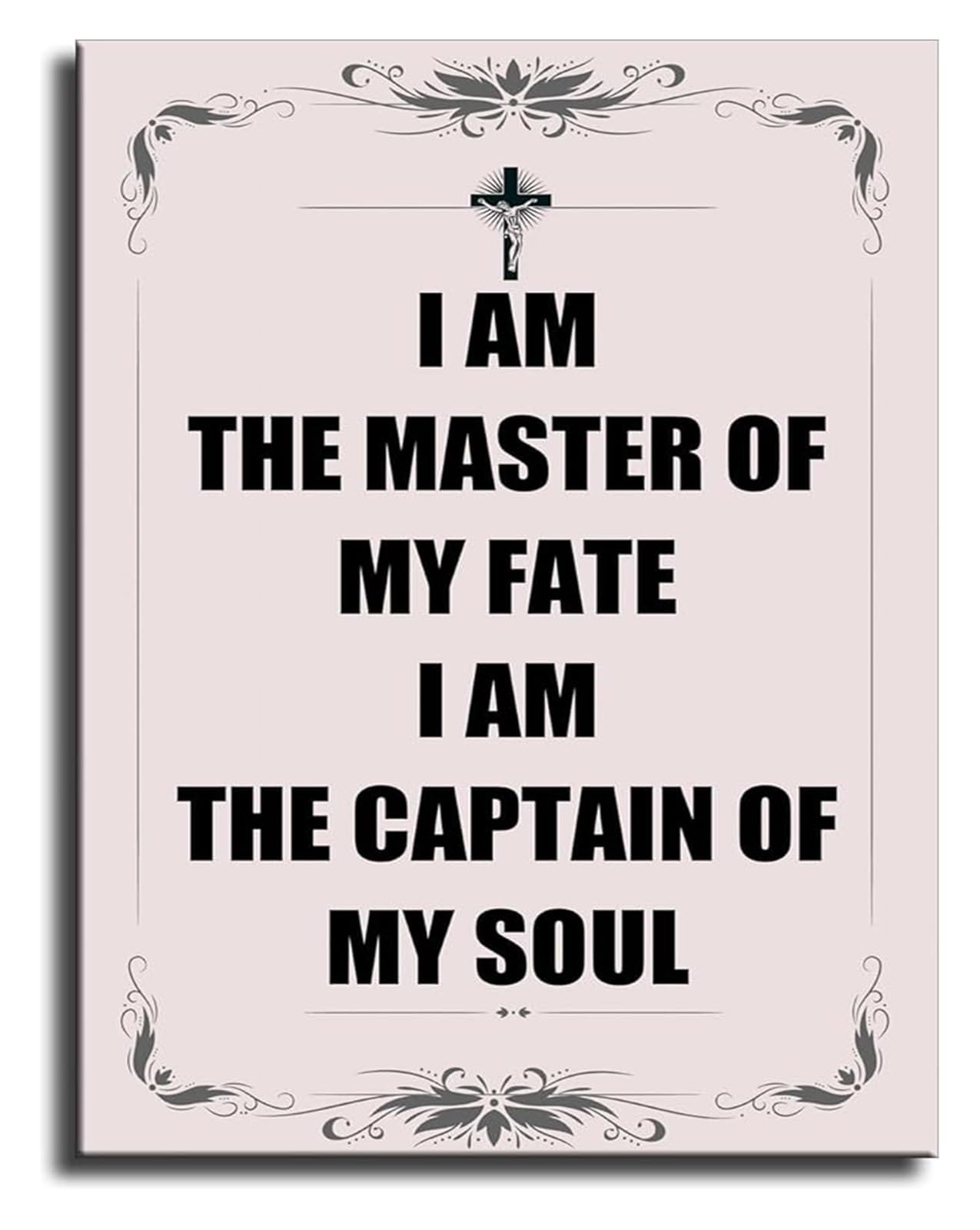 KCDFDVJFBM Inspirational Wall-Art I Am The Master of My Fate I Am The Captain of My Soul Canvas for Farmhouse Decor(Framed,12x18inch(30x45cm))