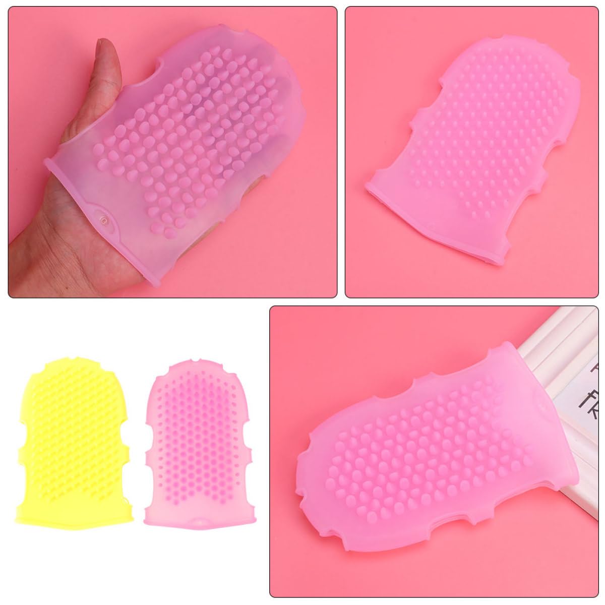 Double-sided Exfoliating Shower Gloves 2pcs Body Scrubber Mitts for Dead Skin Removal Bath Gloves Scrubbing Back Cleaner Suitable for Men and Women Random Color