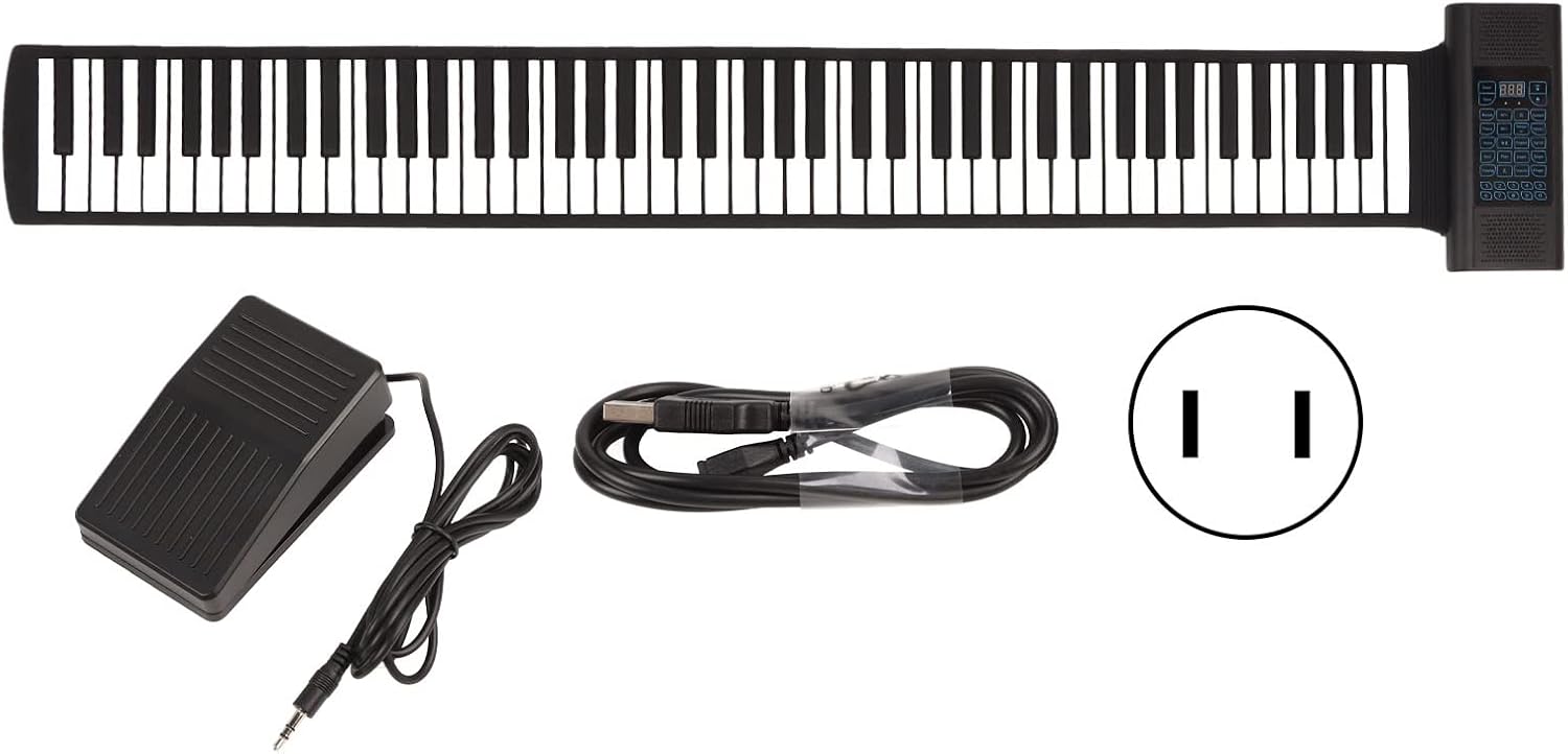 Roll Up Piano, 88 Keys Portable Electronic Keyboard Foldable Bluetooth Soft Keyboard