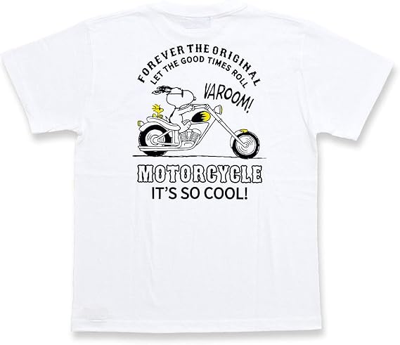 Amazon Co Jp スカルワークス Skull Works スヌーピーmc半袖tシャツ スカルワークス Pns 01 ピーナッツ バイカー バイク ウッドストック ホワイト Xxl ファッション