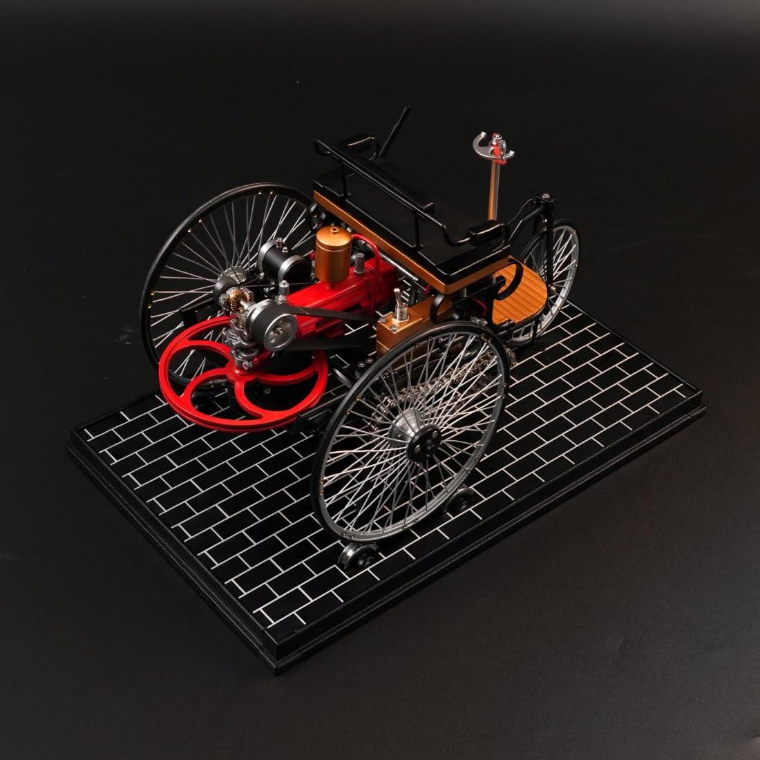 TECHING DM229 - Kit per modellino auto vintage a 3 ruote, in metallo, fai da te, motore meccanico STEM, set da collezione, oltre 430 pezzi per adulti