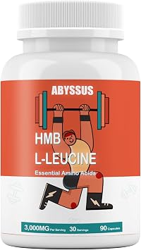ABYSSUS Leucine HMB Supplements 3000MG for Muscle Health & Recovery Support, Essential Amino Acids for Active Men & Women, Vegan, 90 Capsules