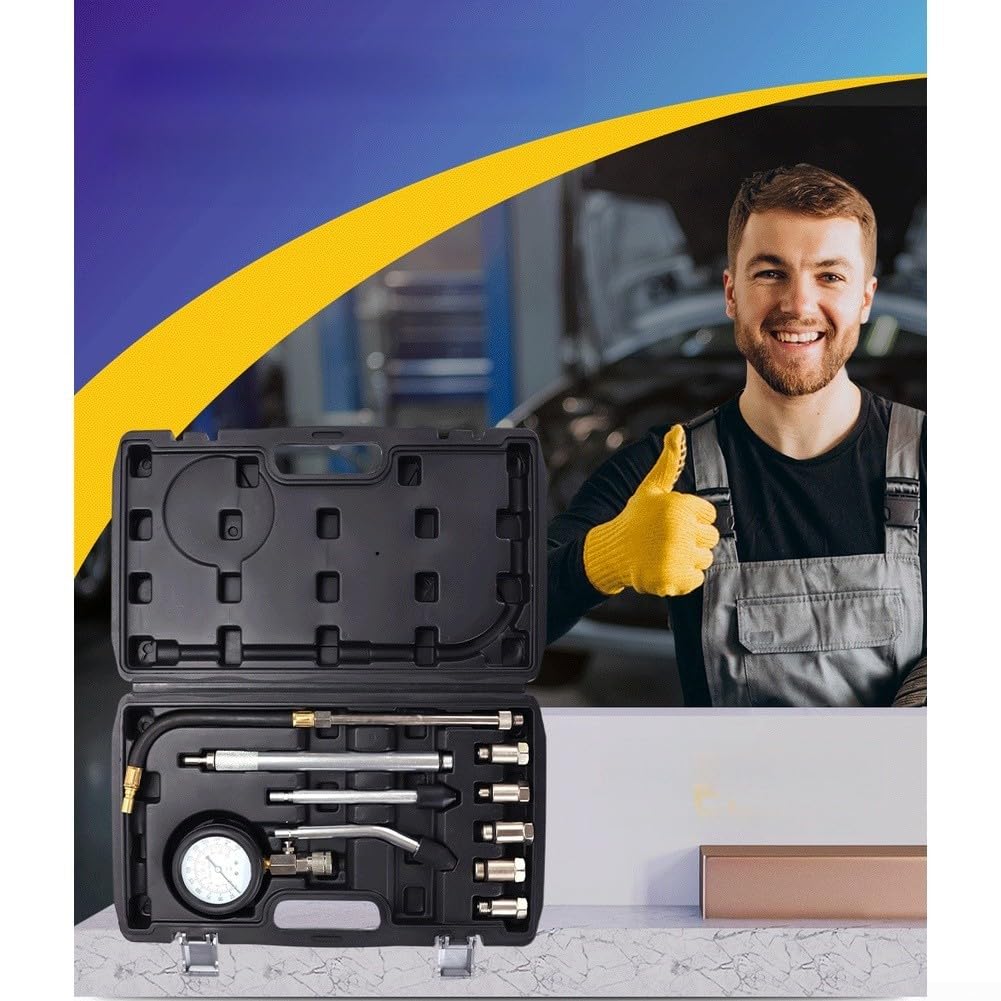 Kit di strumenti per la misurazione della pressione del cilindro | Per auto, camion e moto, set di misuratori di compressione del motore, custodia stampata a soffiaggio