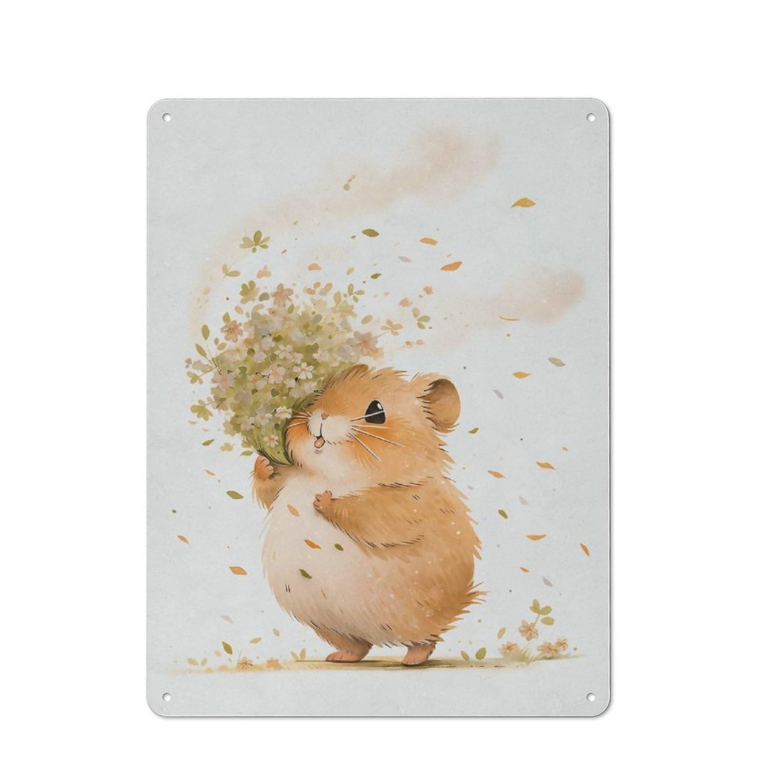 Junmoney Style-16 Metal Sign 40X30cm With Cute Hamster For Garage Wall, Vintage Decor, Winter Wall Decor For People Furnishing A Garage
