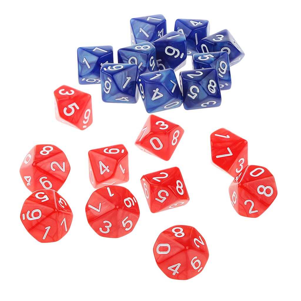 Amazon.co.jp: 20 Opaque Acrylic Dice Set 0 10 Sided Dice for