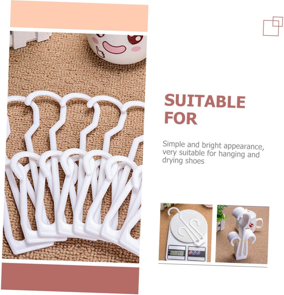 Outanaya 20Pcs White Plastic Shoe Hanging Hooks for Drying and Display