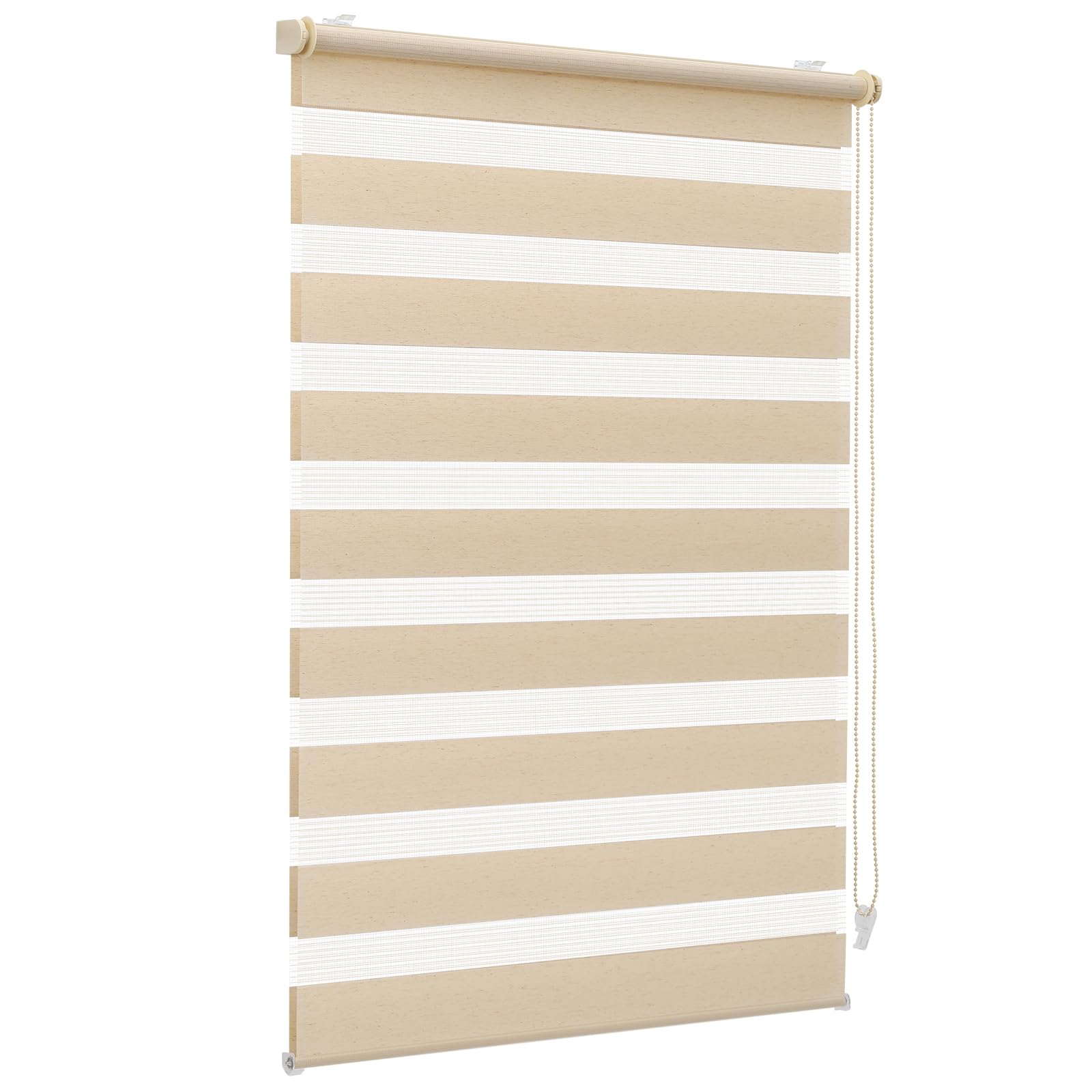 Sekey Doppelrollo Klemmfix ohne Bohren für Fenster, Doppelrollo 60 cm breit, Duo Rollo Jalousie Sonnenschutz, 60x210cm, Gelbleinen