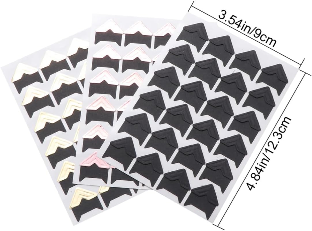 Anneome 15sheets Self-Adhesive Photo Corners Retro for Scrapbooking Photo Albums and Memory Books Easy to Use