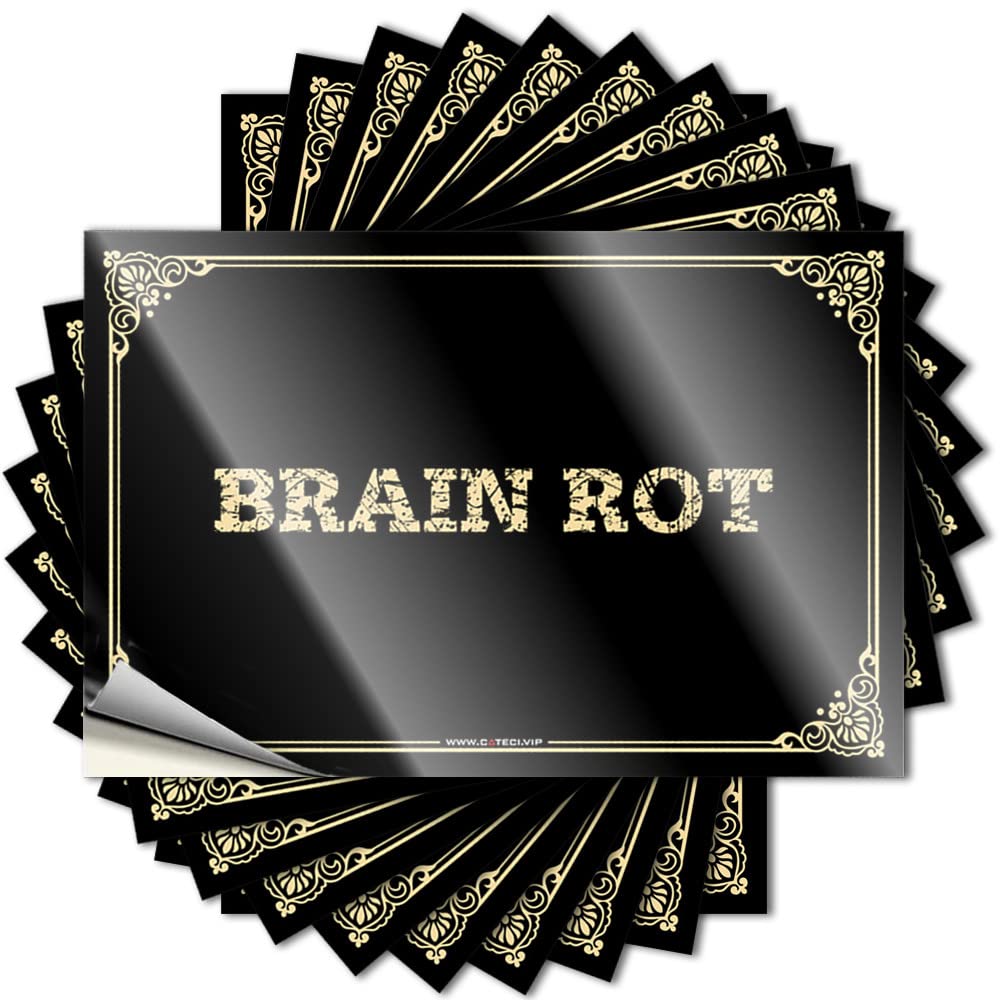 Rustic Plush Tattoos - Brain Rot Removable Decal Wall Easy Peel for Mom(6X9CM)