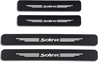 EAGLEG Pack of 4 Car Door Sill Protection Stickers for Ren-Ault Scenic, Carbon Fibre Door Sill, Paint Protection Film, Step Plate Cover, Decorative Accessories, White