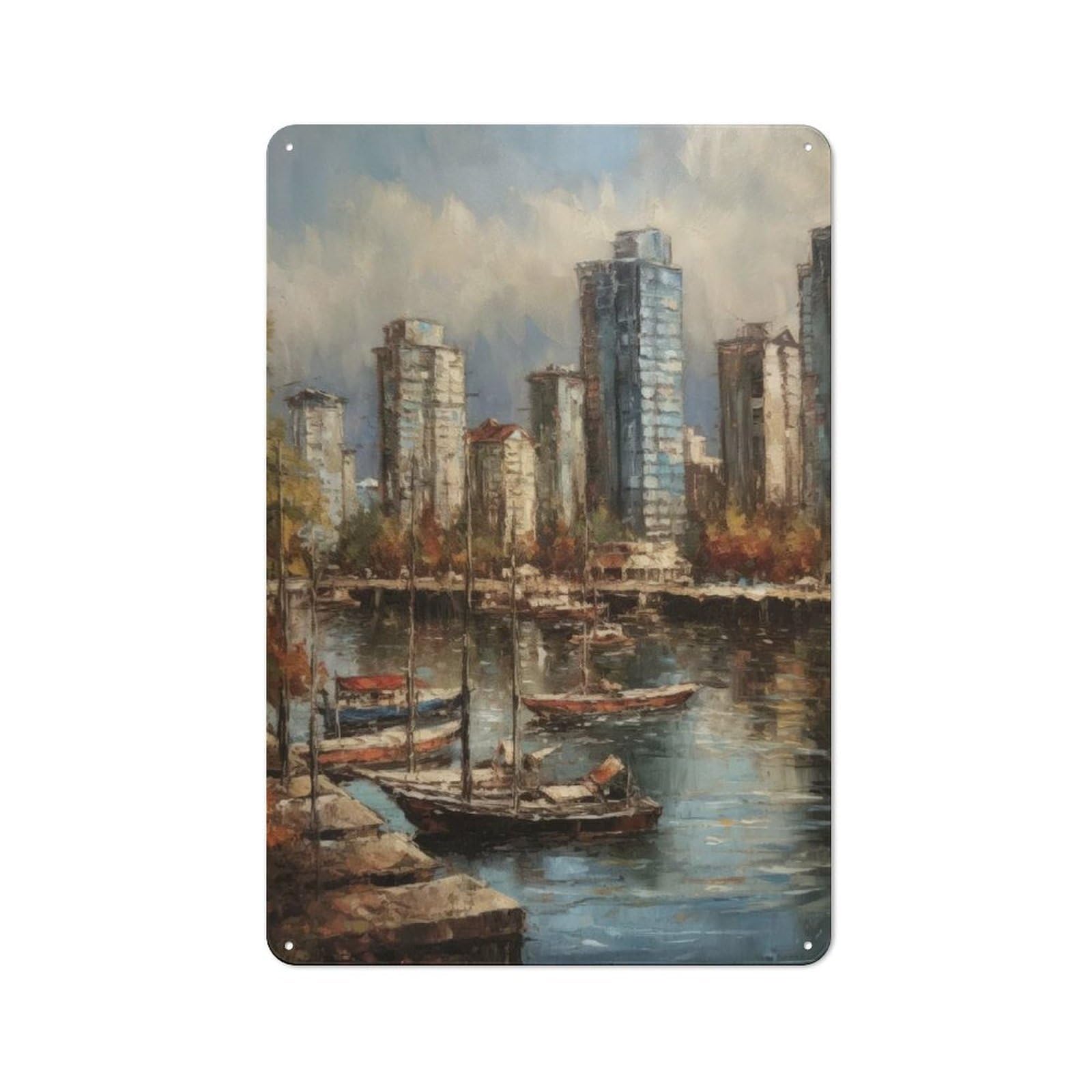 Junmoney Vancouver City Canada Tin Wall Plaque 30X20cm With For Hobby Room Or Studio, For Updating Hobby Room And Studio After Moving