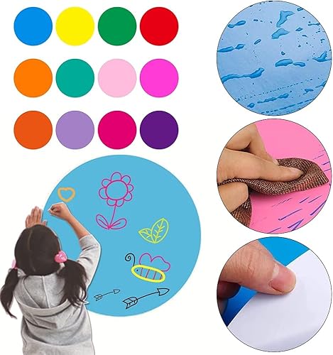 12 calcomanías de vinilo extraíbles con círculos de borrado en seco, marcadores de pizarra blanca, calcomanías de pared para taladros y