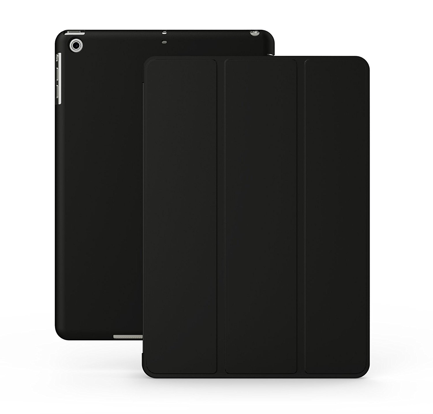 KHOMO Super Slim Dual Polyurethane Black Cover Front + Hard Rubberized Poly-Carbonate Back Protector for Apple iPad Mini 7 Inches (Built-in Magnet for Sleep/Wake Feature)