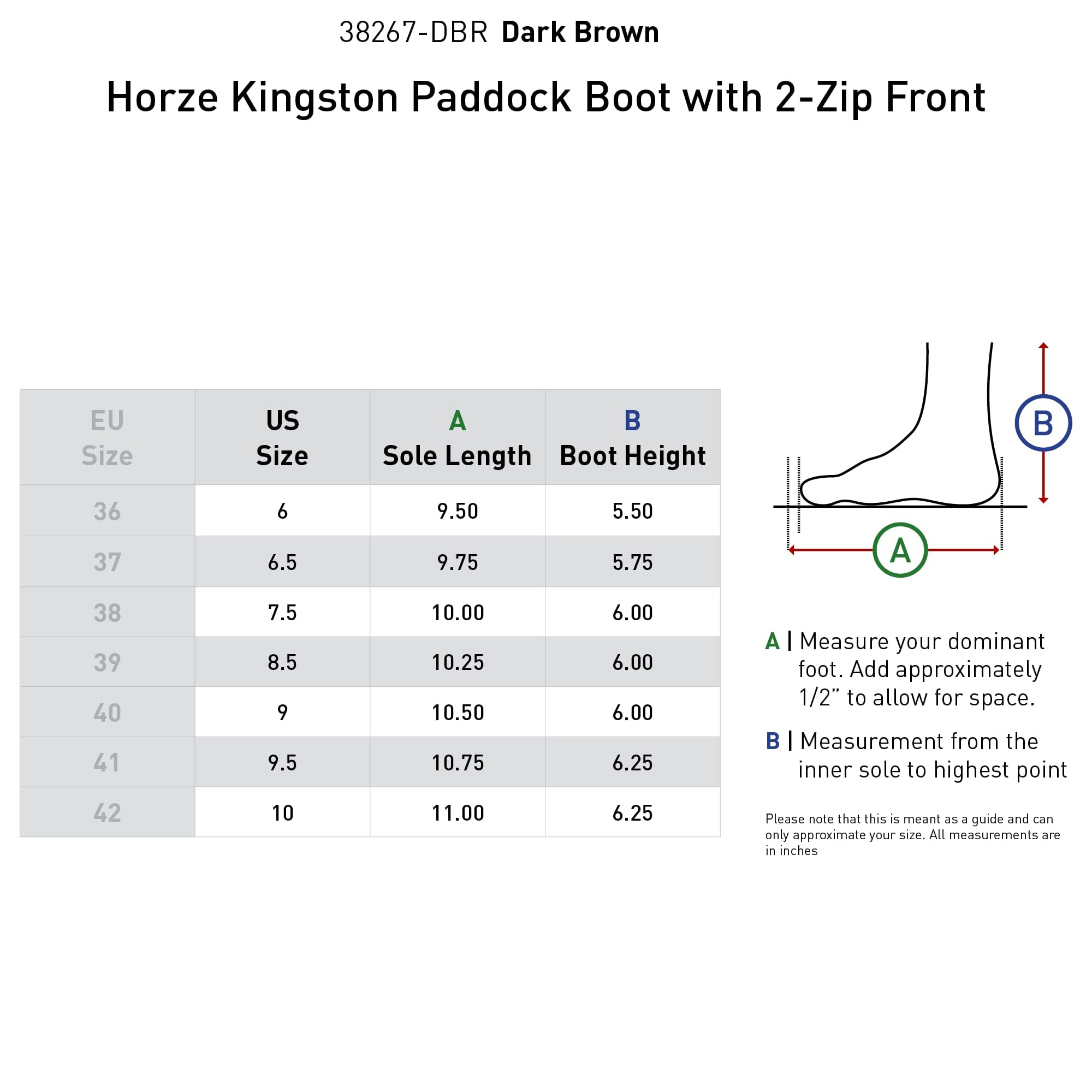 HORZE Stivaletti da equitazione da donna Kingston, Jodphur con doppia chiusura lampo