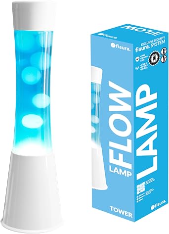 Fisura - 15.5" Liquid Motion Lamp, Blue Wax, Decorative Retro Ambient Light, Bedroom Night Light, Relaxing Retro Magma Lamp for Teens & Adults, Original Gift