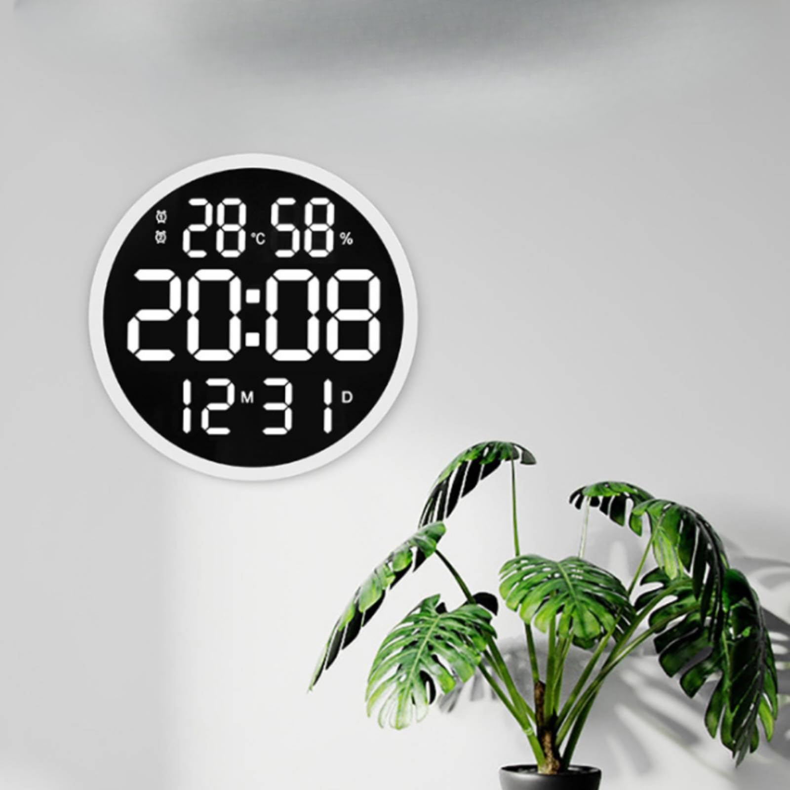 Orologio da Parete Digitale Grande Orologio a LED per Ufficio, Bianco