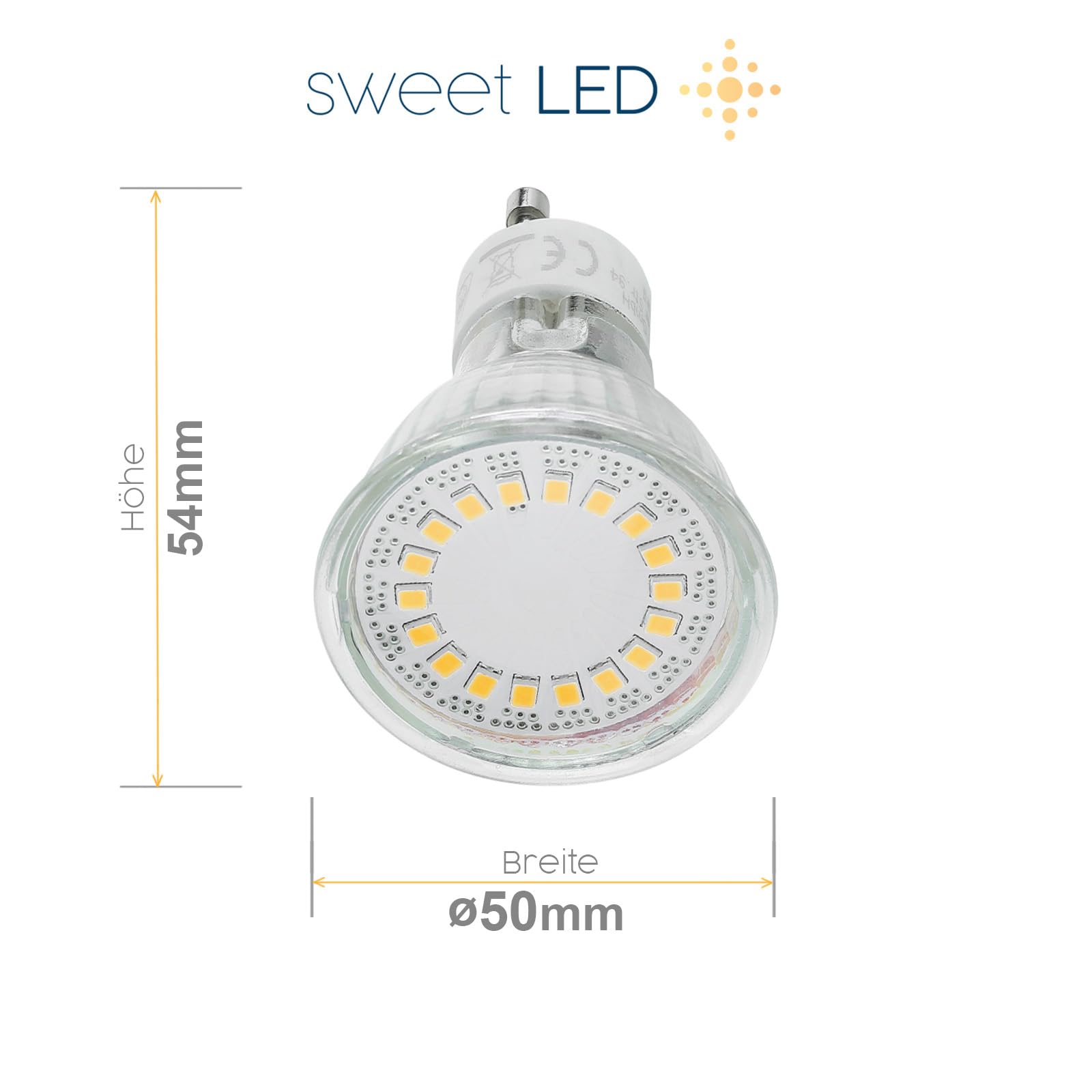 Sweet Led - Reflektor do zabudowy biały, natynkowy reflektor GU10 aluminium Ø 80 x 84 mm wychylny, reflektory sufitowe 5 W, reflektory LED 3000 K ciepła biel, lampa sufitowa 230 V, okrągłe reflektory