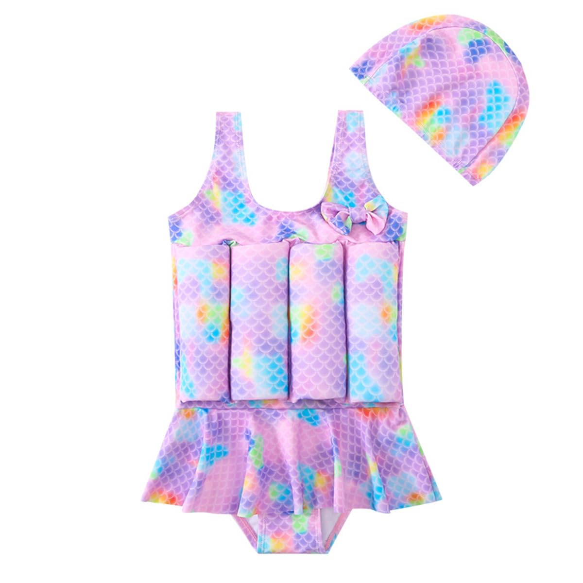 Toddler Kids One-Piece Float Swimsuit with Adjustable Buoyancy UPF 50+ Sun Protection for Beach Pool Boys Girls