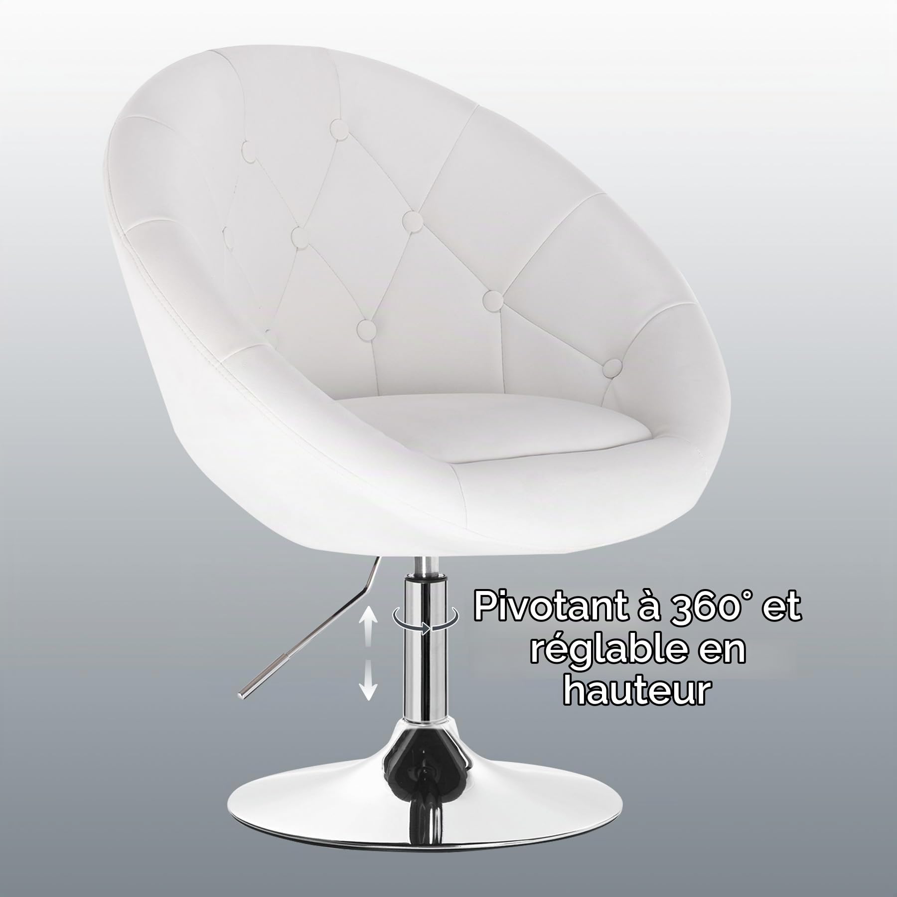 WOLTU Chaise Coiffeuse, Tabouret Bar avec Dossier, en PU, Blanc