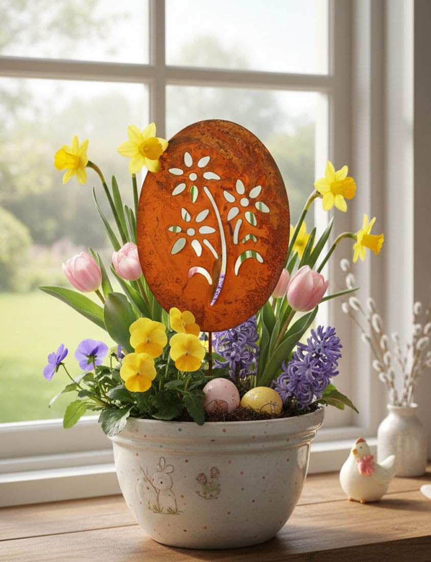 LB H&F Osterdeko Osterei Deko Ostern Garten drauen Rost Dekoration  Frhling (Blume) : Amazon.de: Garten
