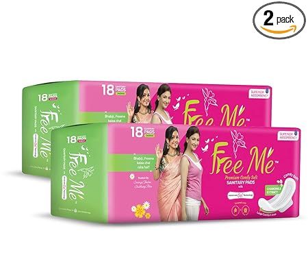 FREE ME SECURE Cottony Soft Sanitary pads for Women 18Per Pack (Large, Pack of 2)
