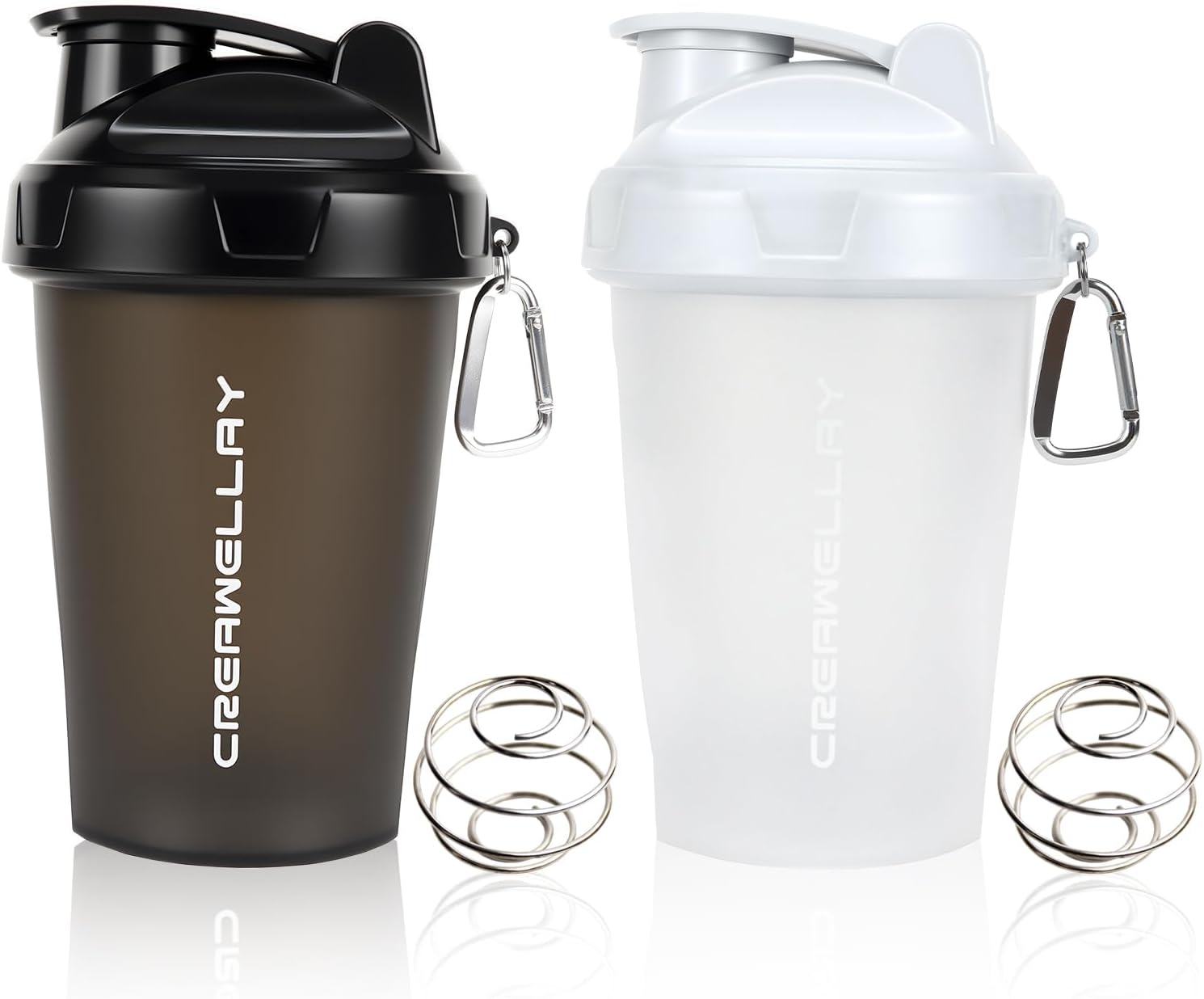 2 Pack Shaker Bottles for Protein Mixes, 17 oz Small Protein Shaker Bottle with Handle, Gym Shaker Cups with Blending Ball for Pre Workout, BPA-Free & Dishwasher Safe(Black, White)