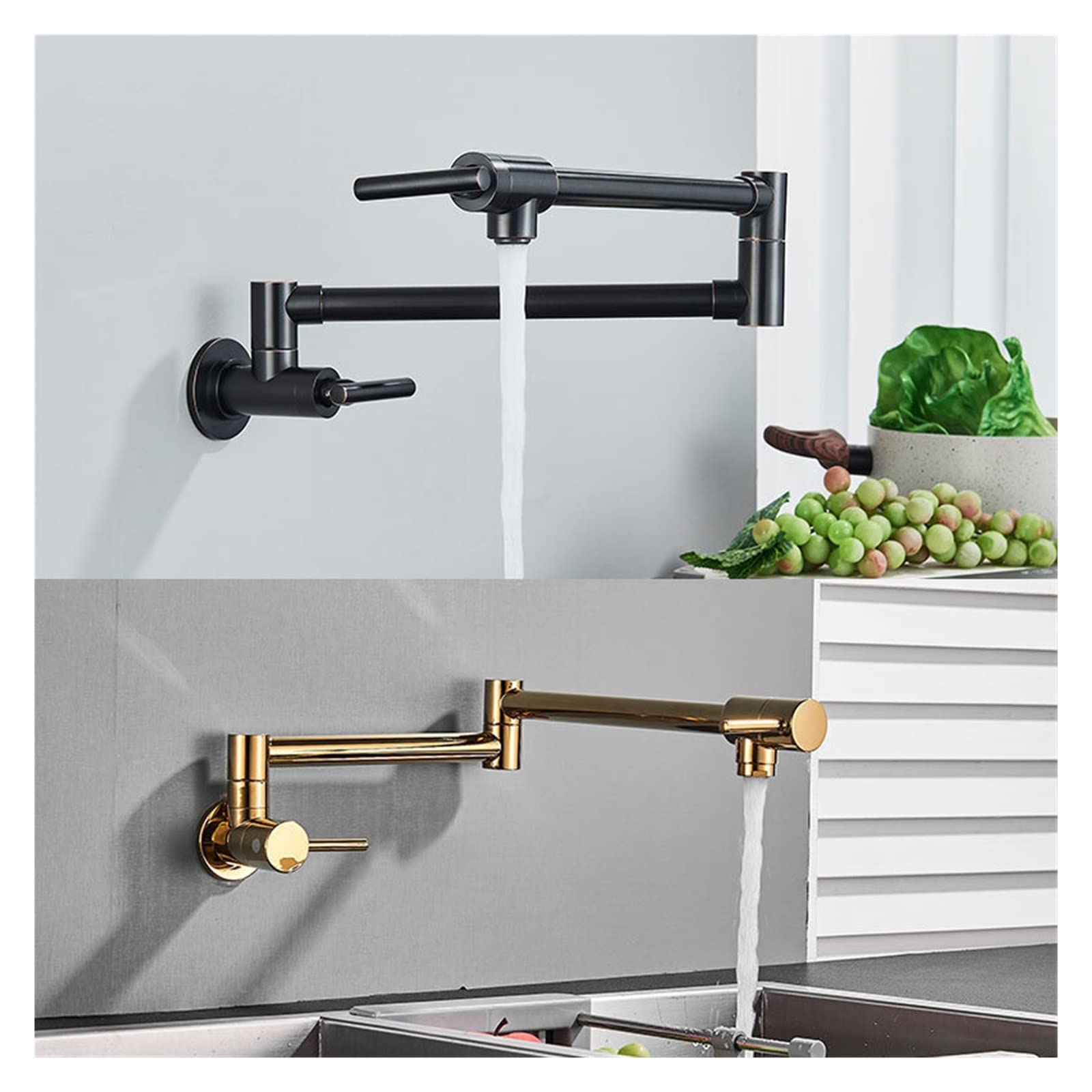 Grifo de llenado de ollas Grifo de cocina de latón Oro cepillado Sing Fregadero de cocina frío Grifo de agua Grifo monomando Grifo de rotación 360 Montado en la pared ( Color : Chrome A , Size : Y )