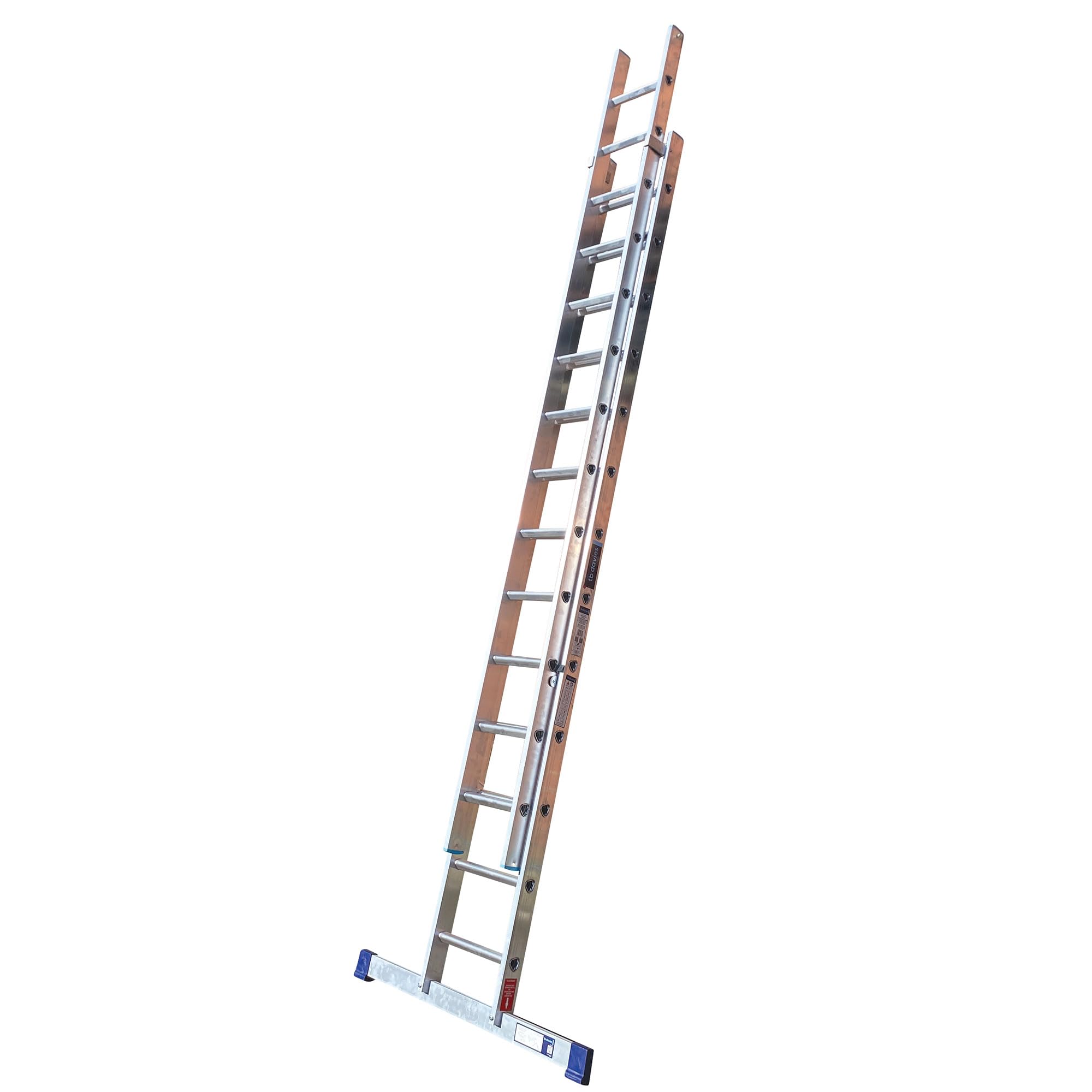 Tb Davies Aluminium Trade Double Extension Ladder, 3.5 Meter / 11.48 Feet, Extends To 6.0 Meters / 19.68 Feet, Comfort D-Shaped Rungs, 3-Year Warranty, En131 Professional