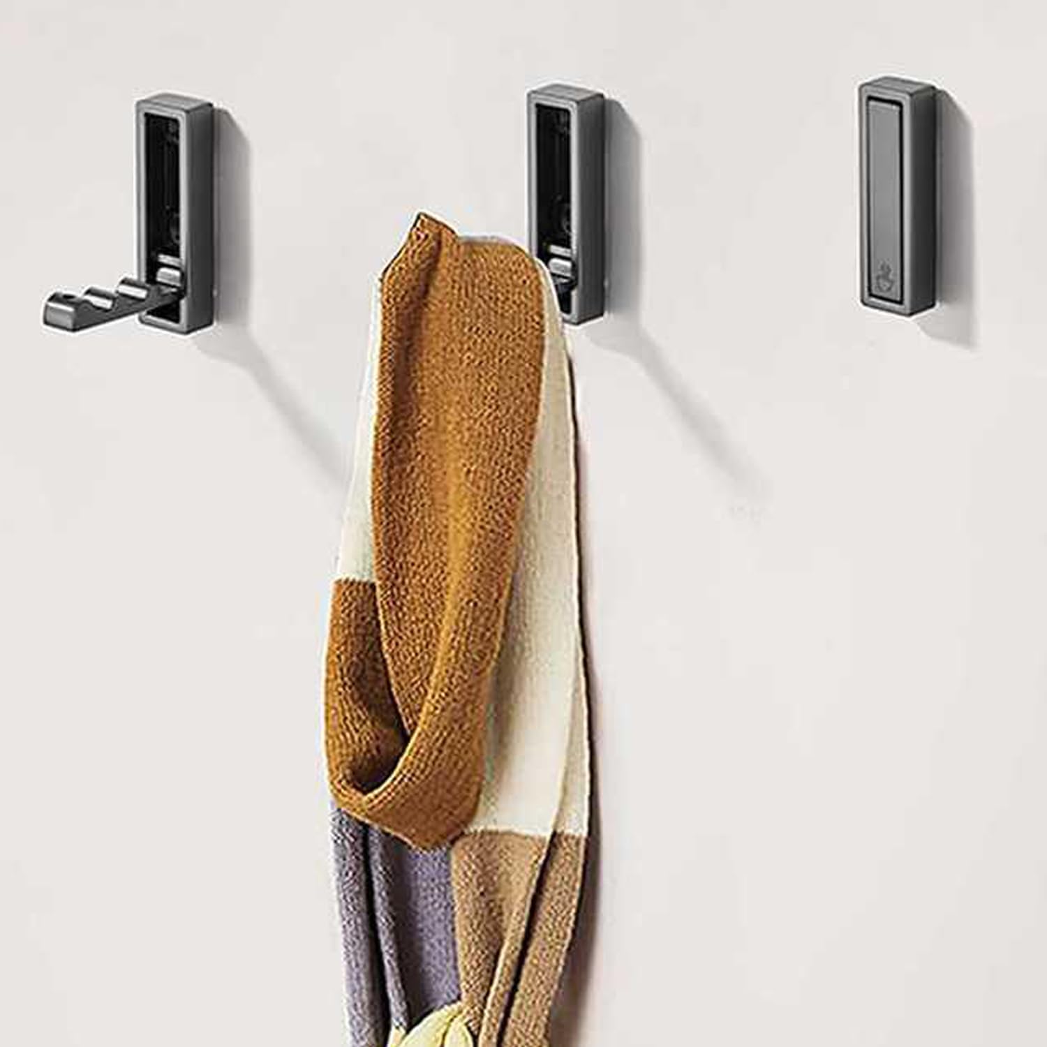 2Pcs Foldable Wall Hook, Retractable Wall Hook for Bedroom Bathroom Entryway Closet, Flip Down Hook with Fixing Accessories (Gray) image 2