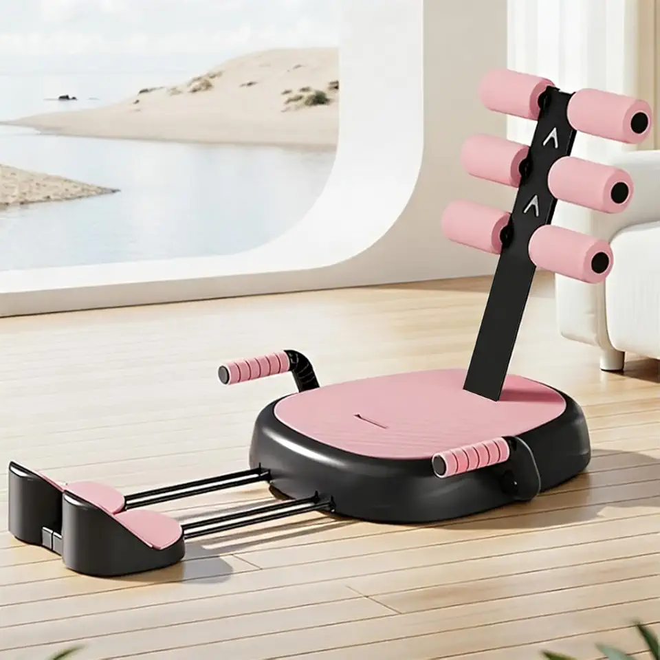 Aparelho Abdominal com Cordas de Resistência em TPE, Assento Confortável Antiderrapante, Treino de Core e Corpo Superior