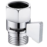 Angle Simple Water Flow Control Valve, Brass Shut Off for Dual Shower Faucet, RV Head with Hose Restrictor, Brushed Nickel(Chrome)