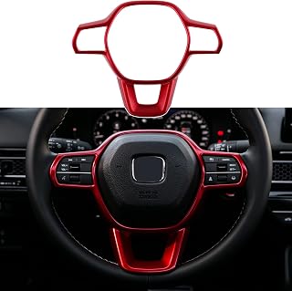 CKE for Honda Civic 2022 2023 2024 for Honda CR-V HR-V 2023 2024 Accessories Auto Car Dashboard Steering Wheel Cover Trim Frame Interior Decoration Sticker -Red