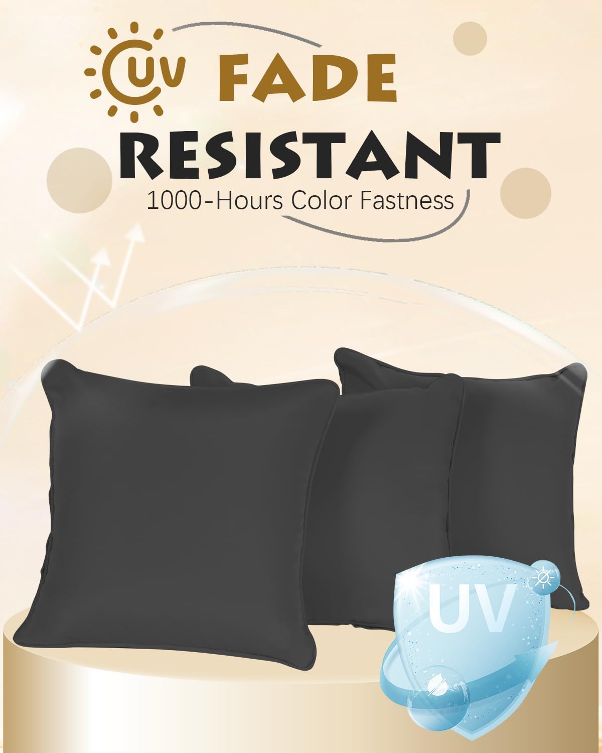 SUNCROWN Replacement Sun Bed Cushion, Outdoor Round Daybed Cushion with Weather Resistant and Fade-Resistant Cover, Patio Furniture Seat, Black
