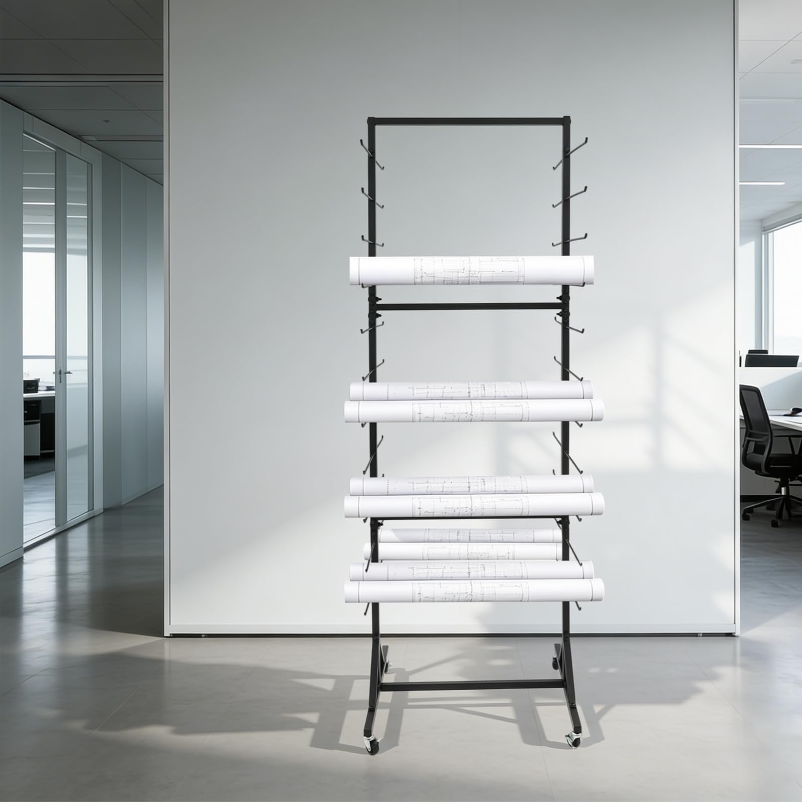 Étagère de rangement mobile à 22 étages pour plans et affiches