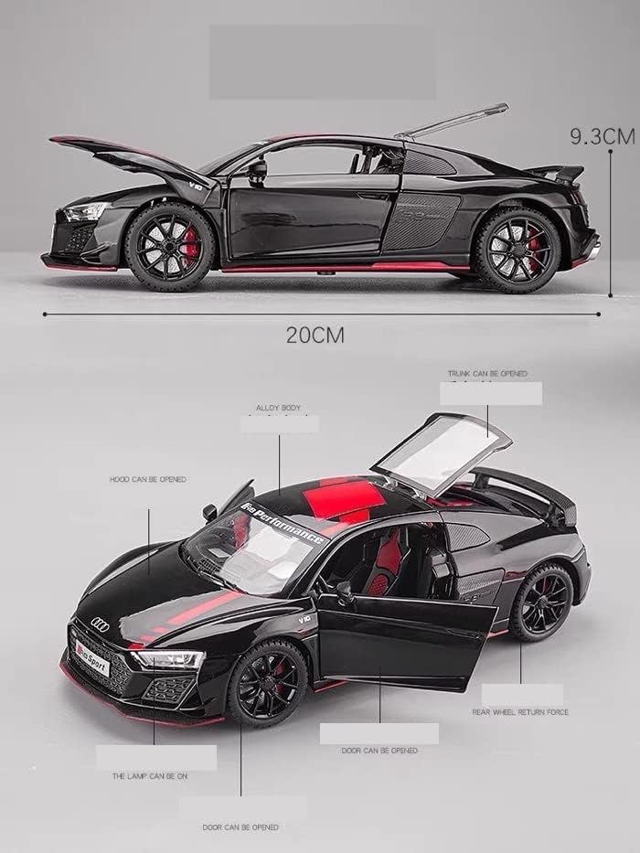 Image of SPITEN Audi R8 1:24 Diecast Scale Model Metal Pull Back Toy car for Kids with Openable Doors & Light, Music Toy Vehicle for Kids - Colors as Per Stock