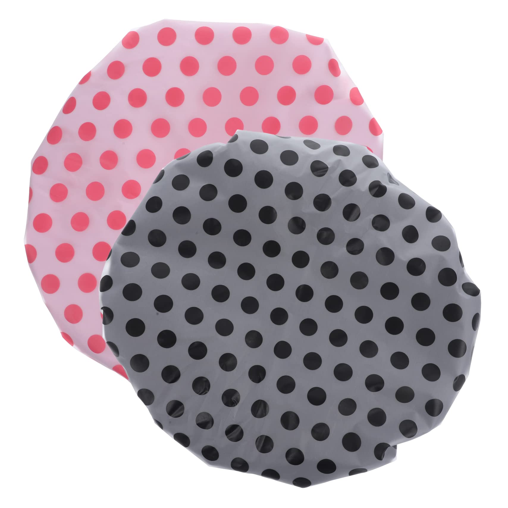Healvian 6piezas Gorro De Ducha Reutilizable Para Mujer De Satinado Bonnet Para Dormir y Baño Para Cabello Rizado y Diseño Elegante Puntos Negros y Rojos