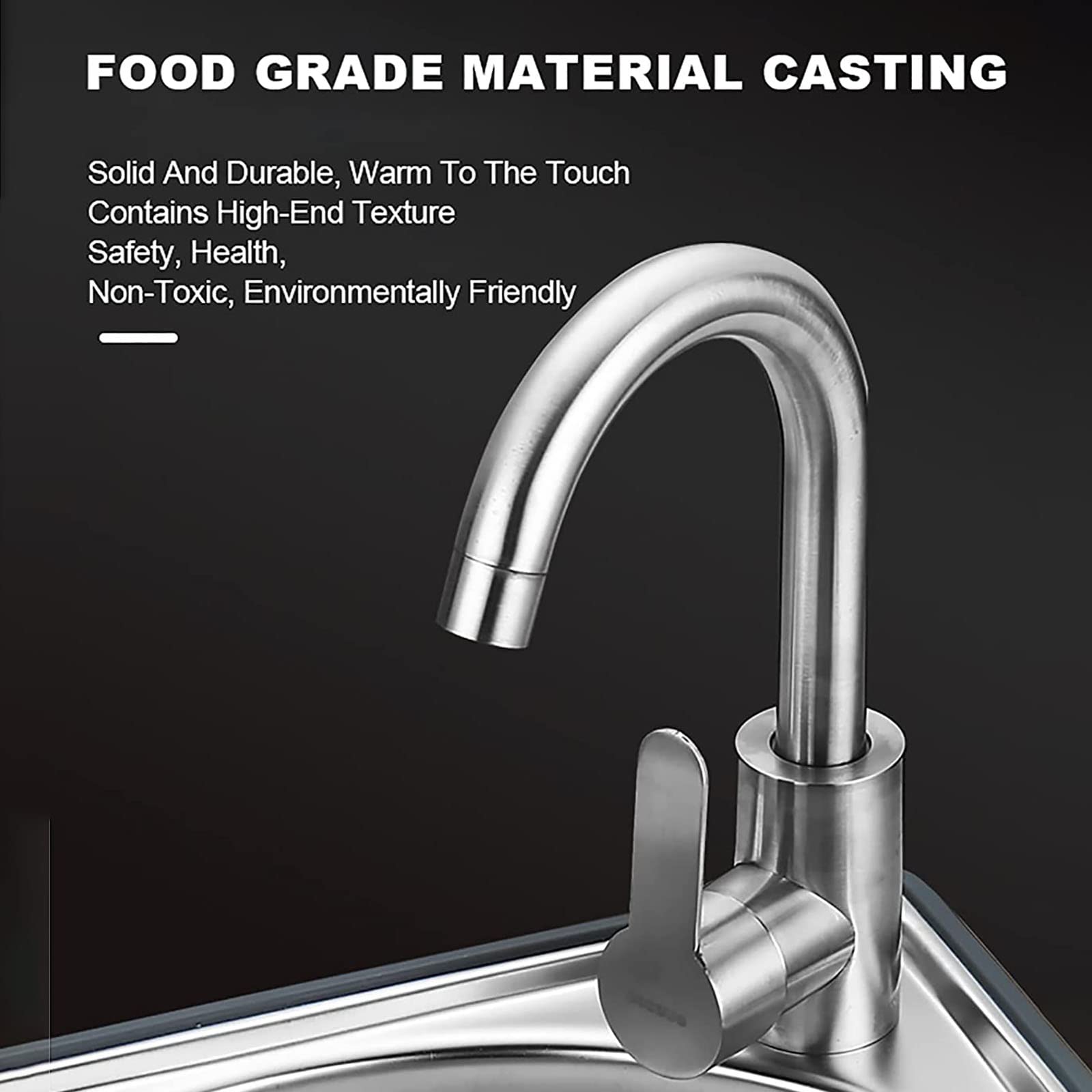 Fregadero de Acero Inoxidable de un Seno con escurridor y Grifo, lavabos Triangulares para baño, Ideal para Cocina, Exterior/Interior, Garaje, lavadero/Cuarto de Servicio, Restaurante - 34 x