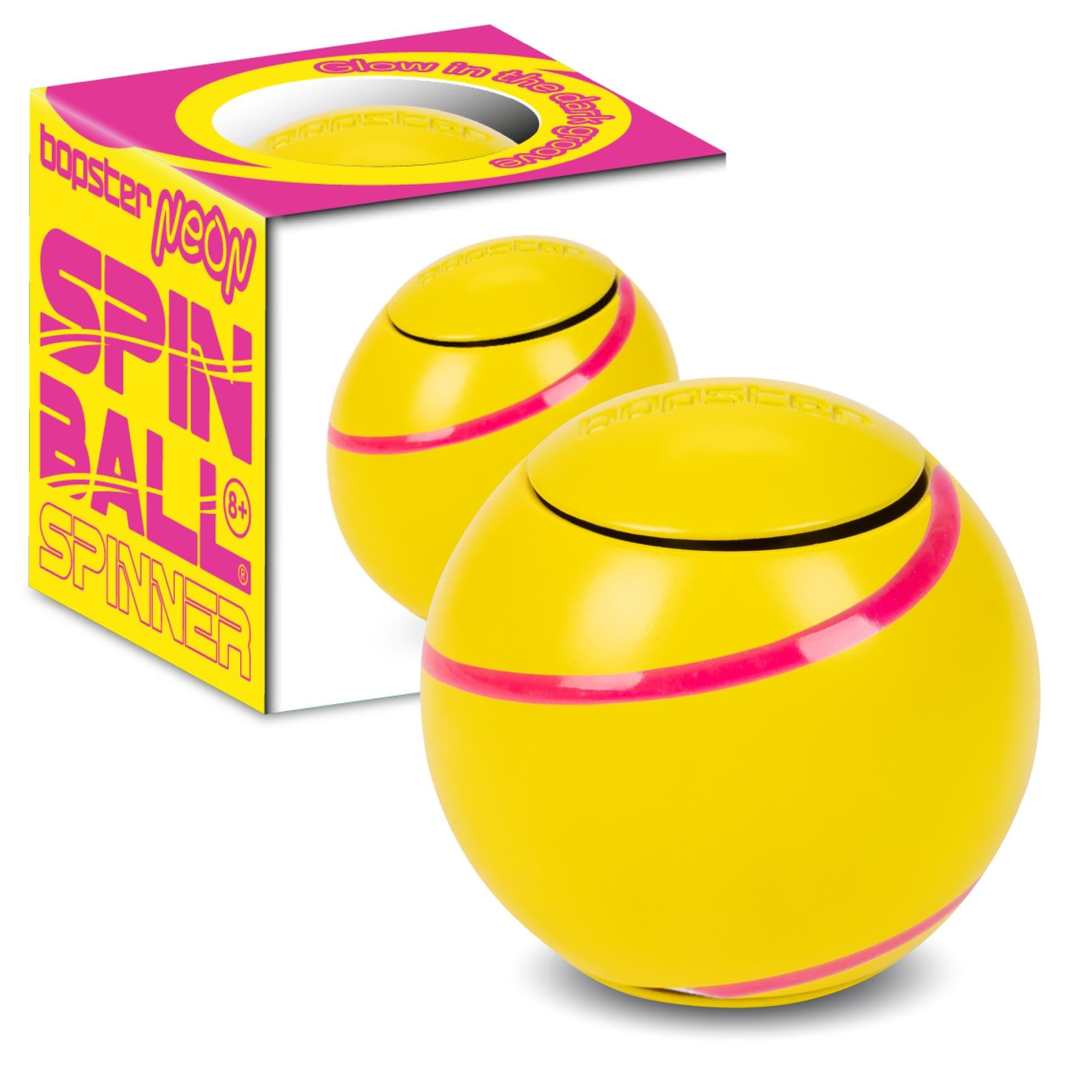 bopster Fidget Toy Spin Ball - Neon Yellow - Luminous Sensory Desk Toy