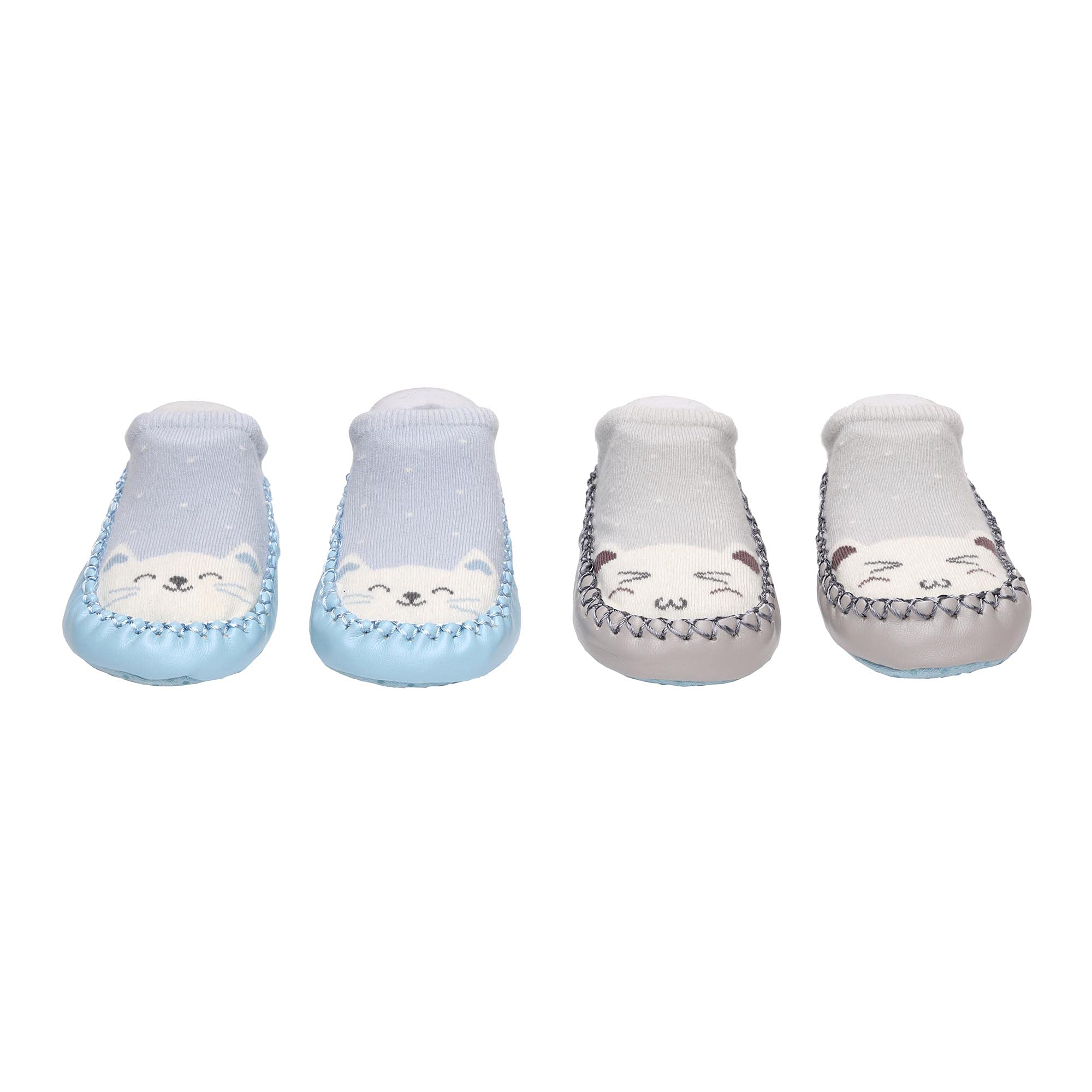 Kicks & Crawl Unisex Smiling Shining Blue & Grey Booties - 2 Pack