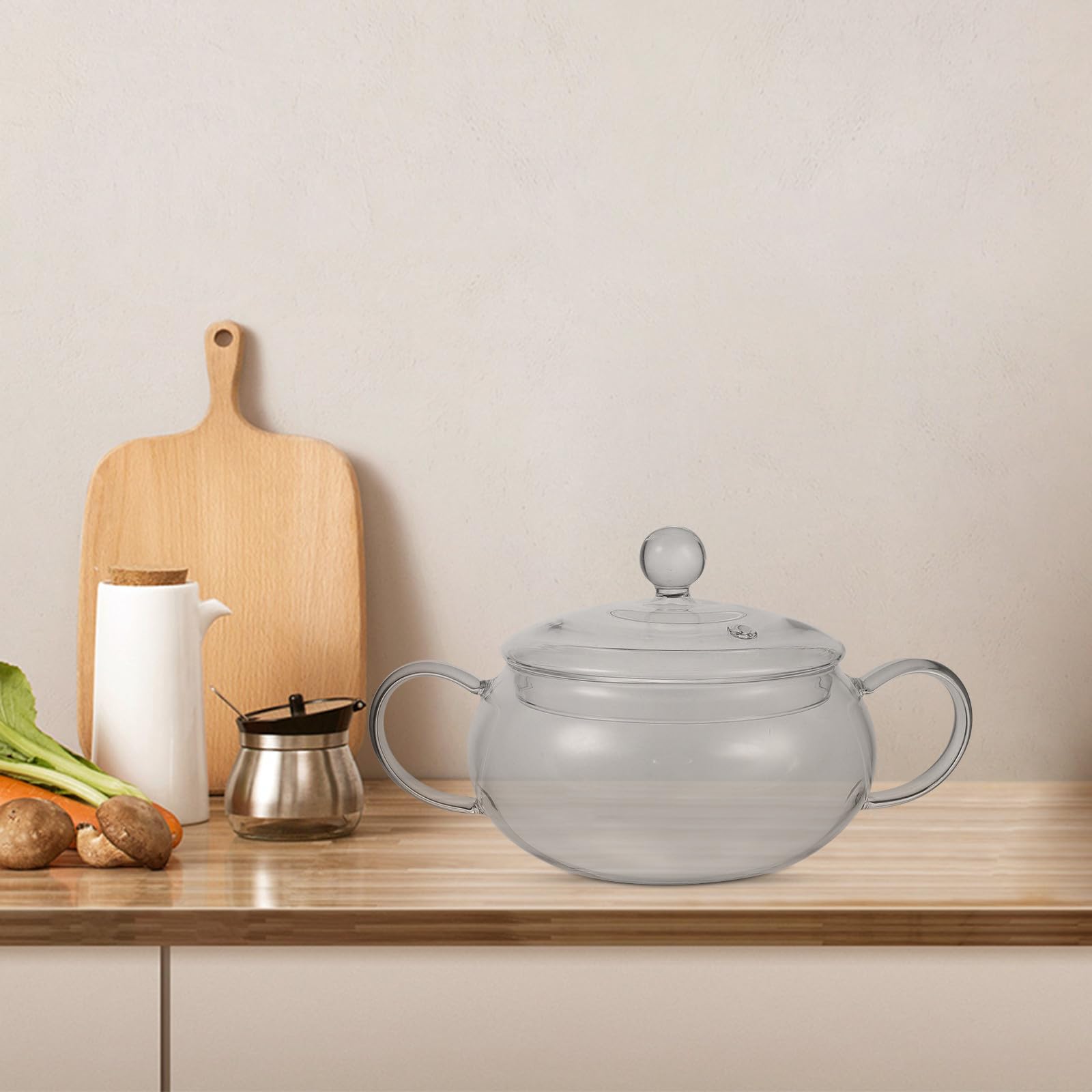 Ciotola in Vetro Coperchio per Latte e Alimenti per Bambini, Design Ergonomico, Resistente al Calore, per Cucina e Uso Domestico