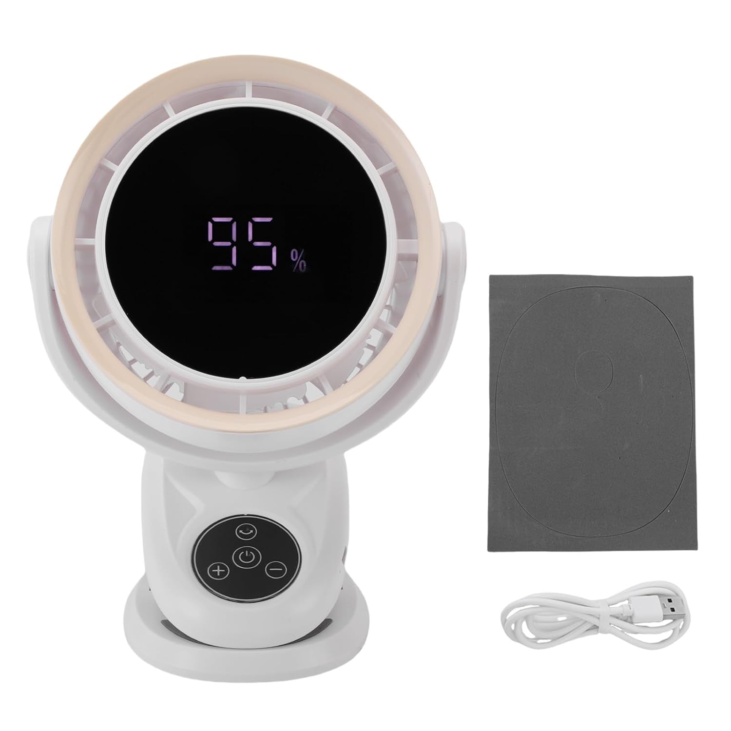 Desk Fan USB Rechargeable 2400mAh Bladeless Oscillating Fan with Clamp - Quiet Low Noise Cooling Portable Home Office