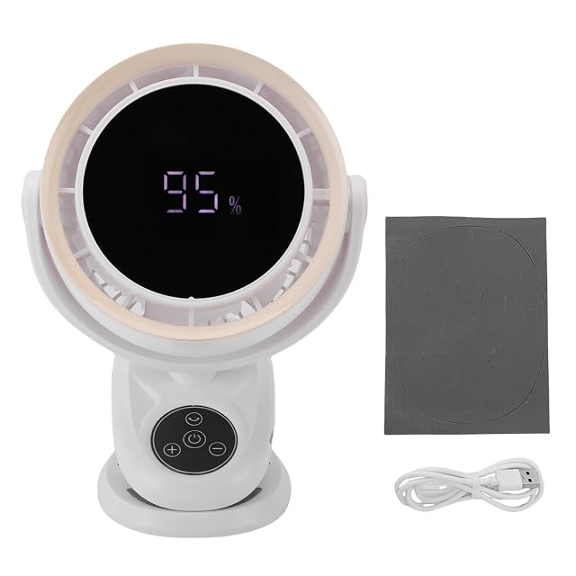 Desk Fan USB Rechargeable 2400mAh Bladeless Oscillating Fan with Clamp - Quiet Low Noise Cooling Portable Home Office