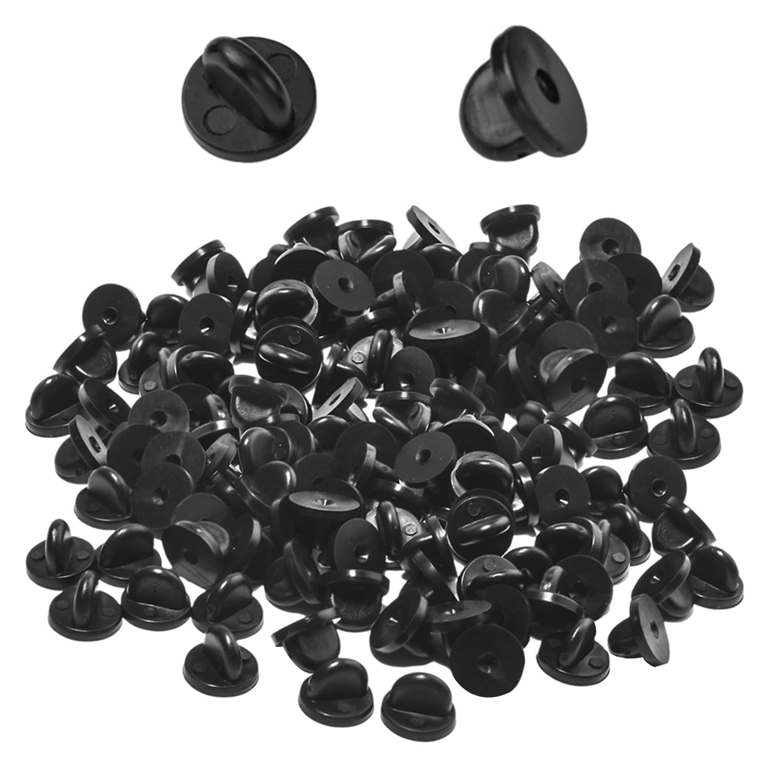 Set di 100 Accessori per Spille, Supporto per Spilla in Silicone, Spilla Posteriore per Badge, Spilla di Sicurezza per Badge (Nero)