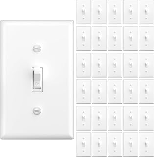 Amico UL Listed Toggle Light Switches, Single Pole White Wall Switch for Lights & Fans, 30 Pack Residential Grade