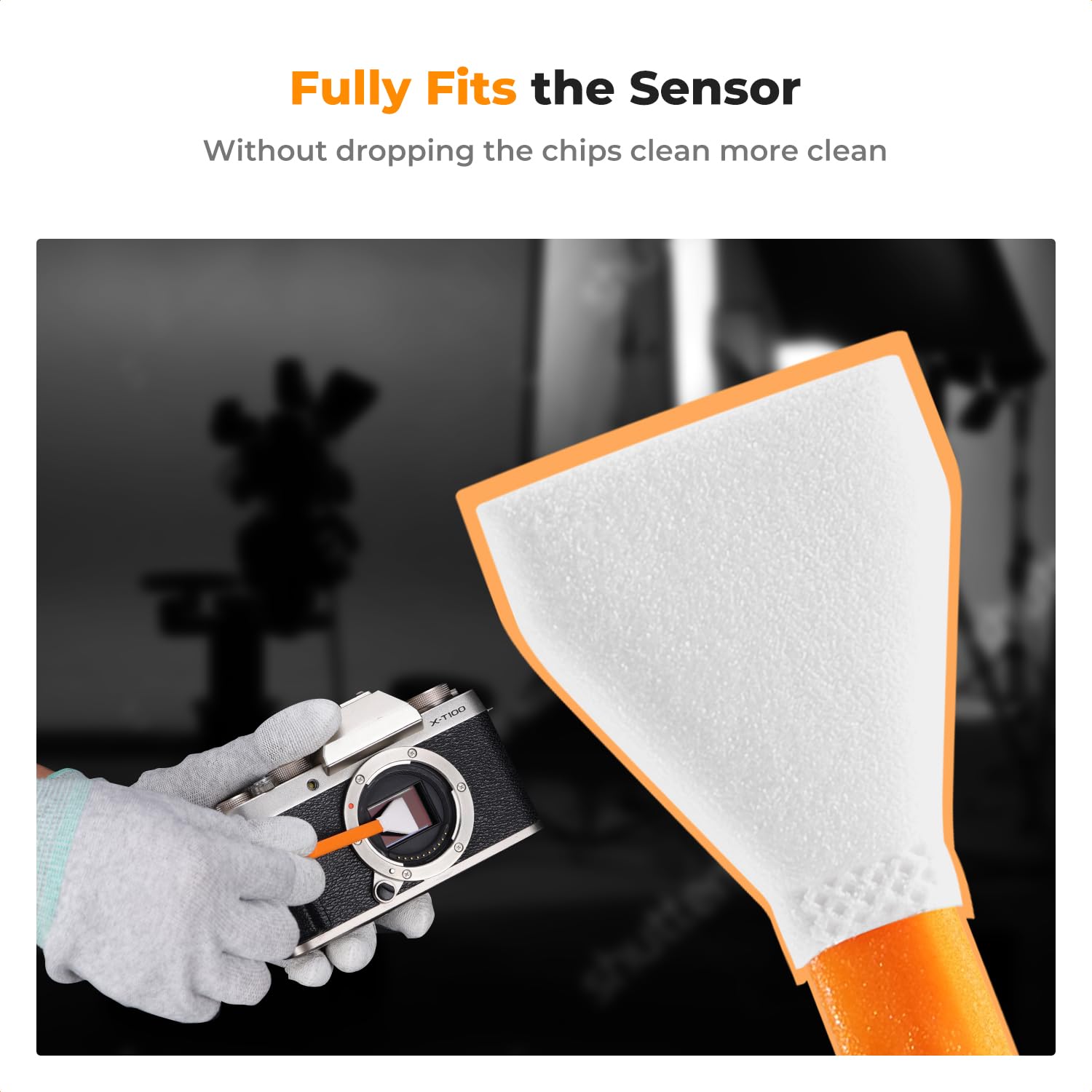 K&F CONCEPT Pulizia Tamponi 16mm,20 Pezzi Bastoncini di Pulizia Sensore per Fotocamera Digitale DSLR o SLR per Sensore APS-C CMOS Tamponi di Pulizia Larghi