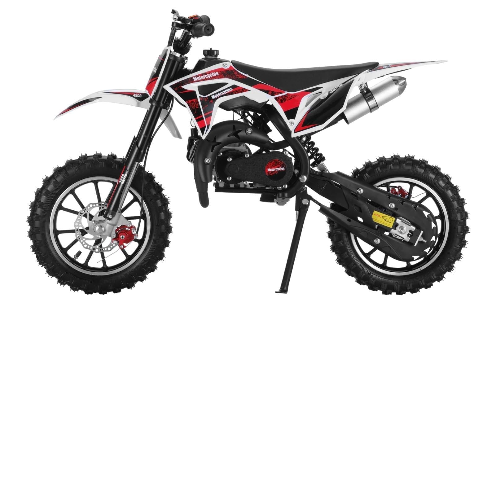 Upgraded 49cc Kids Mini Motorcycle – Gas-Powered Off-Road Pit Bike with Dual Disc Brakes, 10" Anti-Slip Tires & 2-Stroke Engine, Durable Frame for Youth & Beginners (Ages 6-12) Black