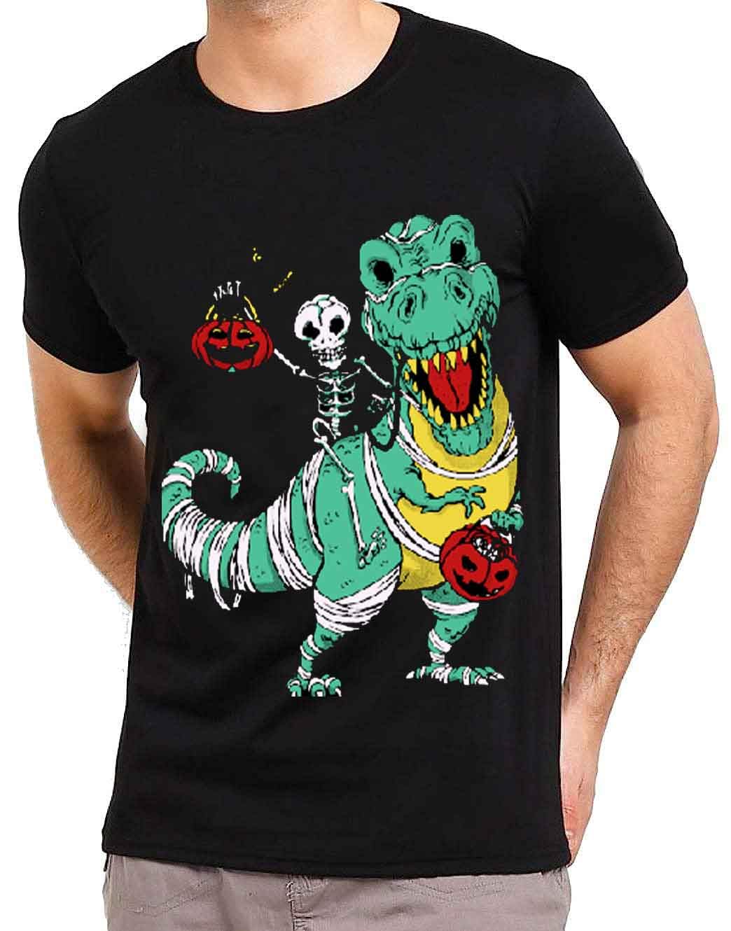 Vn'k Start Shirt for Men and Women Regular fit Dinosaur Printed Round Neck Tshirt Black Half Sleeves