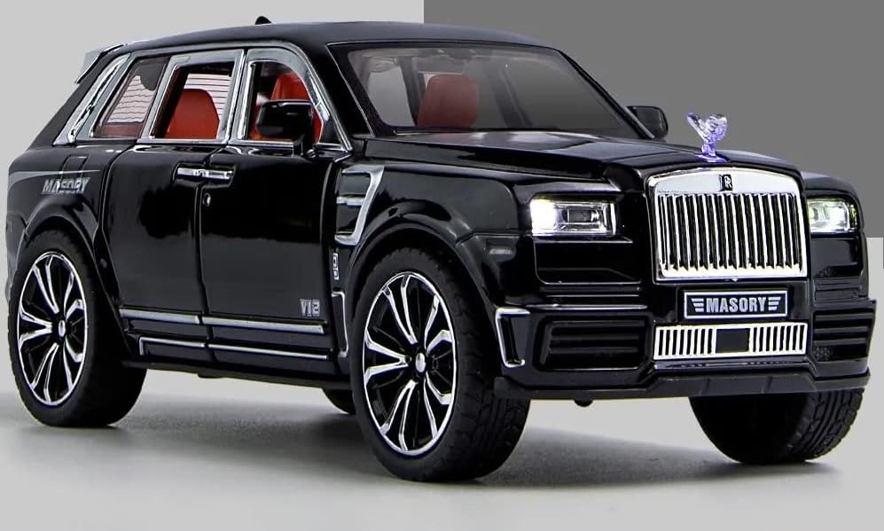 Image of Invite Enterprise 1:24 Rolls Royce Cullinan Masory Toy Car Metal Pull Back Diecast Car With Openable Door And Sound Light, Gifts Toys For Kids? Black-Color ?