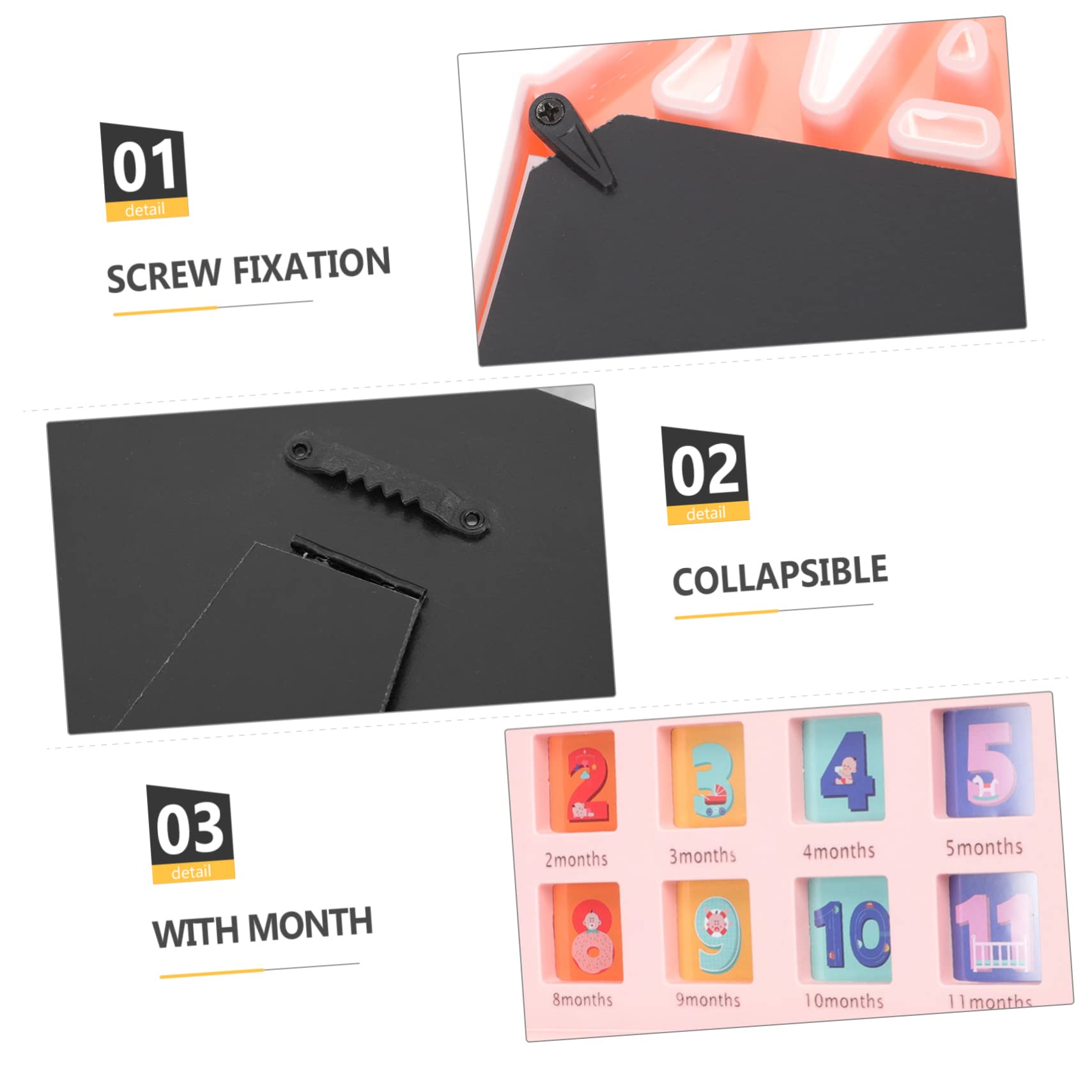 RORPOIR 12 Month Milestone Baby Photo Frame Infant Growth Clip Home Decor Memory Holder