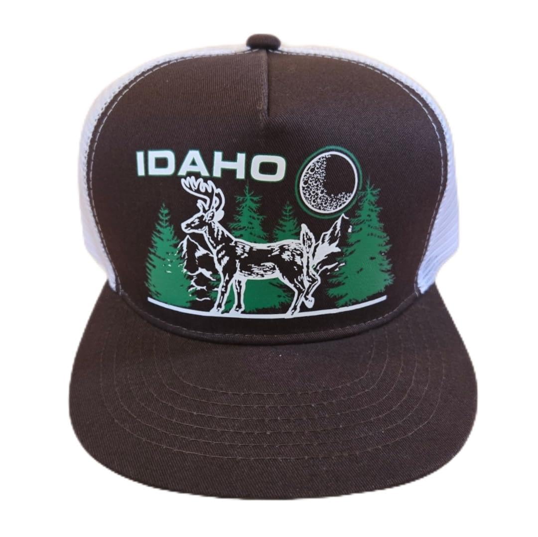 Brown Idaho Deer Buck Mesh Trucker Hat Cap Snapback